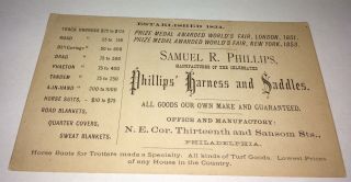 Rare Antique American Civil War Saddle Maker Advertising Victorian Trade Card