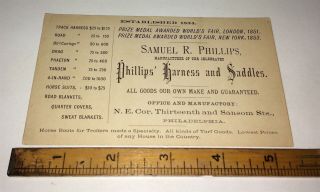 Rare Antique American Civil War Saddle Maker Advertising Victorian Trade Card 3