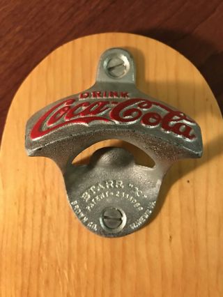 Antique Drink Coca Cola Bottle Opener Starr X Brown Co Mounted Pat 2333088 1943 3