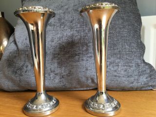 Silver Plated Ianthe Of England 20cm Bud Vases - Pre Owned