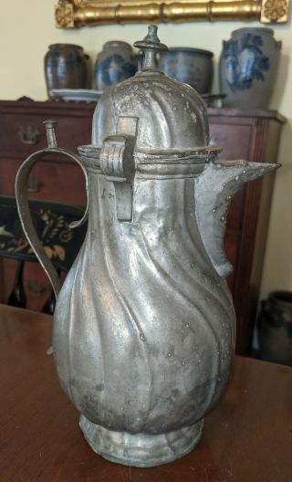 Antique Pewter Rococo Chocolate Pot 18th/19th Century Continental