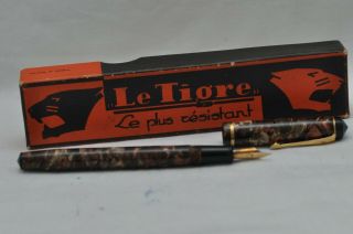 Rare Vintage Le Tigre Baby 115 Fountain Pen Conway Stewart Autumn Leaf Pattern