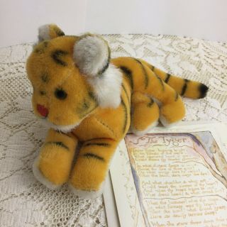 Vintage 60s Tiger Dream Pet Plush Cat R Dakin Wm Blake Tyger Poem Greeting Card