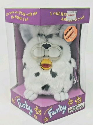 Furby 1998 70 - 800 White Polka Dot Still In Packaging Rare Price Tag