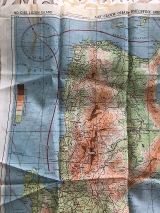 Ww2 Pilot Silk Map No.  34 Southeast China & C - 40 Luzon Isla Rare