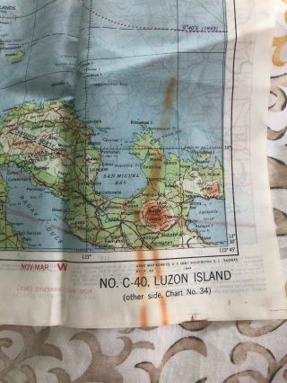 WW2 Pilot SILK MAP No.  34 Southeast CHINA & C - 40 Luzon Isla RARE 2