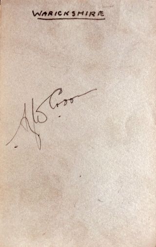 Alfred Croom Warwickshire Cricketer 1922 - 39 Very Rare Autograph