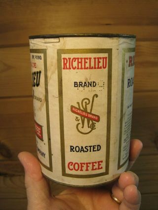 ANTIQUE RICHELIEU PAPER LABEL COFFEE CAN SPRAGUE WARNER GROCERY STORE CHICAGO 2