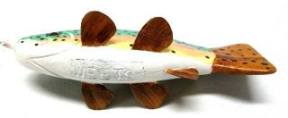 VINTAGE TOM WEETS BABY TROUT FOLK ART FISH SPEARING DECOY ICE FISHING LURE 3