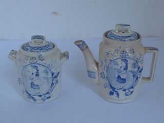 Antique Blue And White Transfer Ware Child 