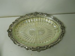 Vintage Towle Ep Silver Plated Divided Relish Nut Dish Tray W/ Glass Insert 2847