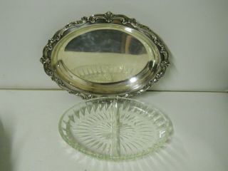 Vintage Towle EP Silver Plated Divided Relish Nut Dish Tray w/ Glass Insert 2847 3
