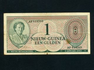 Netherlands Guinea:p - 4,  1 Gulden,  1950 Queen Juliana Rare Issue Vf