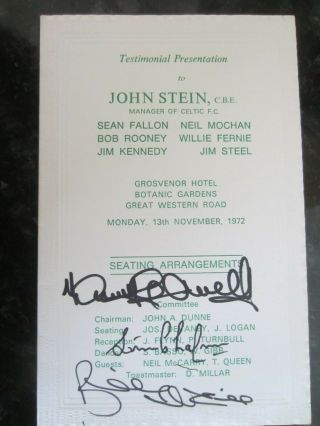 Rare Jock Stein Testimonail Brochure 1972 Signed By Mcneill Chalmers Gemmell