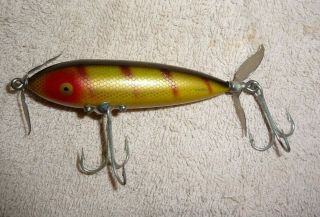 Vintage Heddon Wounded Spook Fishing Lure Perch Scale Color