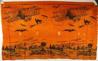 Ca.  1918 Halloween Crepe,  Rare Witches On Biplanes.  A Rare 33 1/2 Inches Long & 2