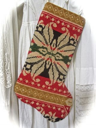 Stocking From 1843 Jacquard Coverlet Quilt Woven By R (reuben) Peter In 5 Colors