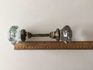 Antique Vintage 8 Point Crystal Clear Glass Door Knob Handle w/ Spindle 2