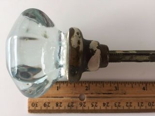 Antique Vintage 8 Point Crystal Clear Glass Door Knob Handle w/ Spindle 3