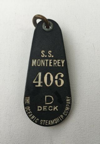 RARE ANTIQUE S.  S.  MONTEREY 406 D DECK STEAM SHIP HOTEL ROOM KEY 2