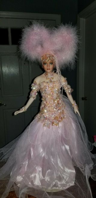 Rustie Porcelain Doll Pink Beaded Showgirl Limited Edition " Vegas "