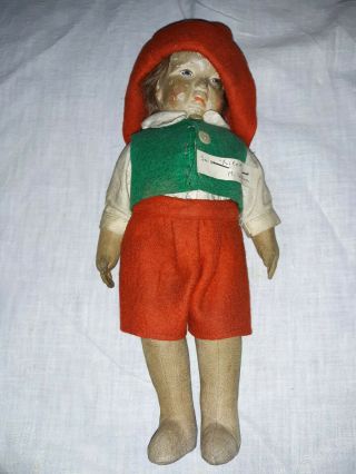Antique 11 " Rag Doll Swiss Fritzie,  M.  Gillum