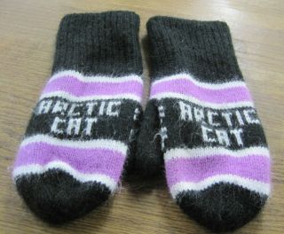 Vintage Arctic Cat Knit Mittens Black/pink Scarce