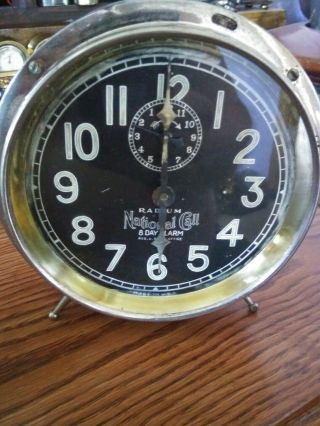 Antique 1910 National Call 8 - Day Alarm Clock Chrome 3 - Footed