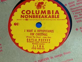 Gayla Peevey 78 Columbia J - 186 I Want A Hippopotamus For Christmas/ Rare Xmas