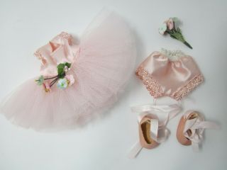Vintage Muffie Doll Ballet Outfit Pink Tulle Dress Shoes Panties & Bouquet Nasb