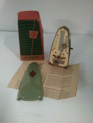 Vintage Wittner Taktell Piccolo Wind - Up Metronome Made In Germany Green