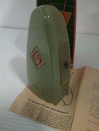 Vintage Wittner Taktell Piccolo Wind - up Metronome Made in Germany Green 3