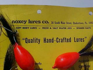 1950 ' s NOXEY LURES COMPANY 12 HANDCRAFTED WOOD JIGS FULL STORE DISPLAY ON CARD 2