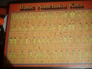 Vintage Rare Poster Basic Nunchaku Kata 1978 Bruce Lee Retro Asian World Of M.  A.