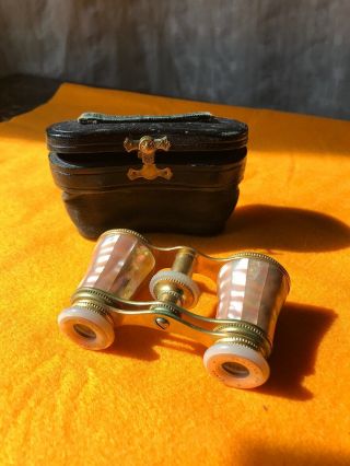 Victorian Lemaire Mother Of Pearl Opera Glasses Binoculars Made In Paris,  France