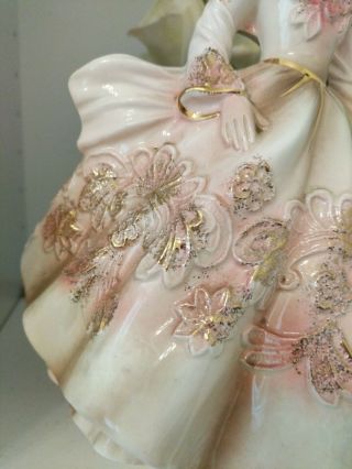 Vintage Lefton China Lady Planter Vase 5860 Figurine Woman Girl Japan Pink Rare 3