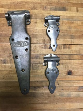 Antique Mccray Ice Box Cooler Hinges Latch Hardware Advertising