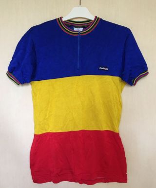 Merboso Cycling Wool Jersey National Team Romania Shirt Swiss Made Vintage Rare