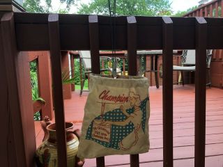 Vintage Champion Stay Open Clothespin Bag Hanging Bag W/160 Vintage Pins