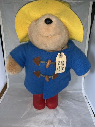 1989 Vintage Paddington Bear,  Plush 32nd Anniversary Stuffed Animal,  Tag Blue Coat