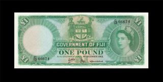 1.  12.  1962 Government Of Fiji Qeii 1 Pound Rare ( (ef, ))