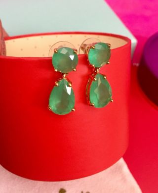 Rare Kate Spade York Plaza Athenee Giverny Green Double Drop Earrings Nwt