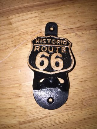 Route 66 Solid Metal Bottle Opener Vintage Style Patina Cola Beer Soda Rte Usa