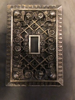 Vintage Brass Plated Ornate Light Switch Plate With Cherubs