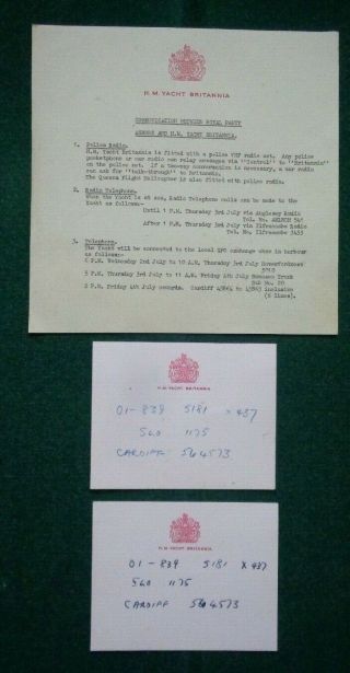 Antique Stationery Notes Royal Yacht Britannia Investiture Prince Charles 1969
