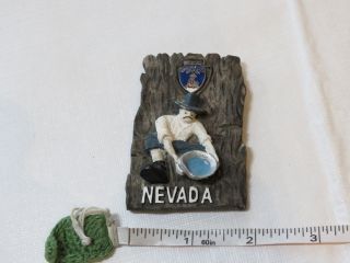 Nevada Vintage Magnet Travel Virginia City Pan Gold Miner 3d Rare Crest Fridge