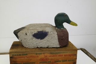 Antique Vintage Cork Duck Drake Decoy With Rotating Head