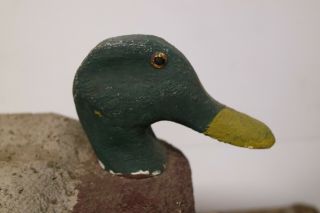 Antique Vintage Cork Duck Drake Decoy with Rotating Head 2