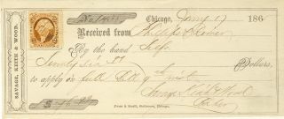 1865 Antique Civil War Business Receipt Chicago Il Signed Vintage Rare