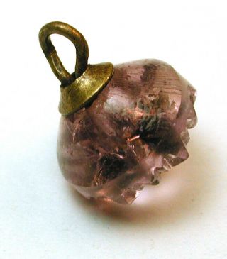 Dimi Antique Amethyst Glass Button w/ Prong Set Paste in Pin Shank Setting 5/16 